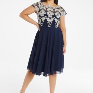 Chi Chi London Elegant Navy and Cream Kids Dress